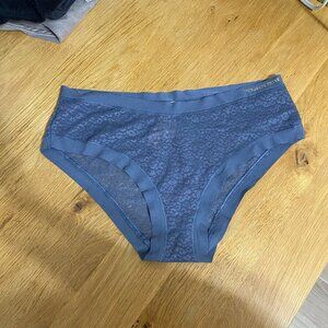 Victoria's Secret Hiphugger Lace Panties Gray Subtle Leopard Print NWT